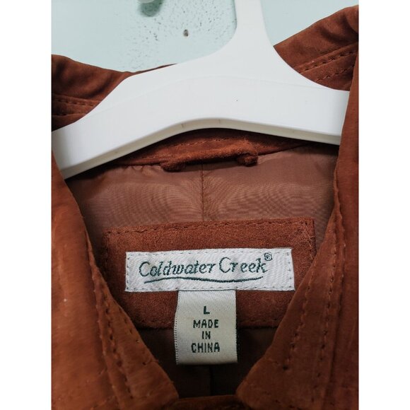 Coldwater Creek Womens L Suede 100% Leather Jacket Brown Snap Front Fall Winter - Picture 5 of 6